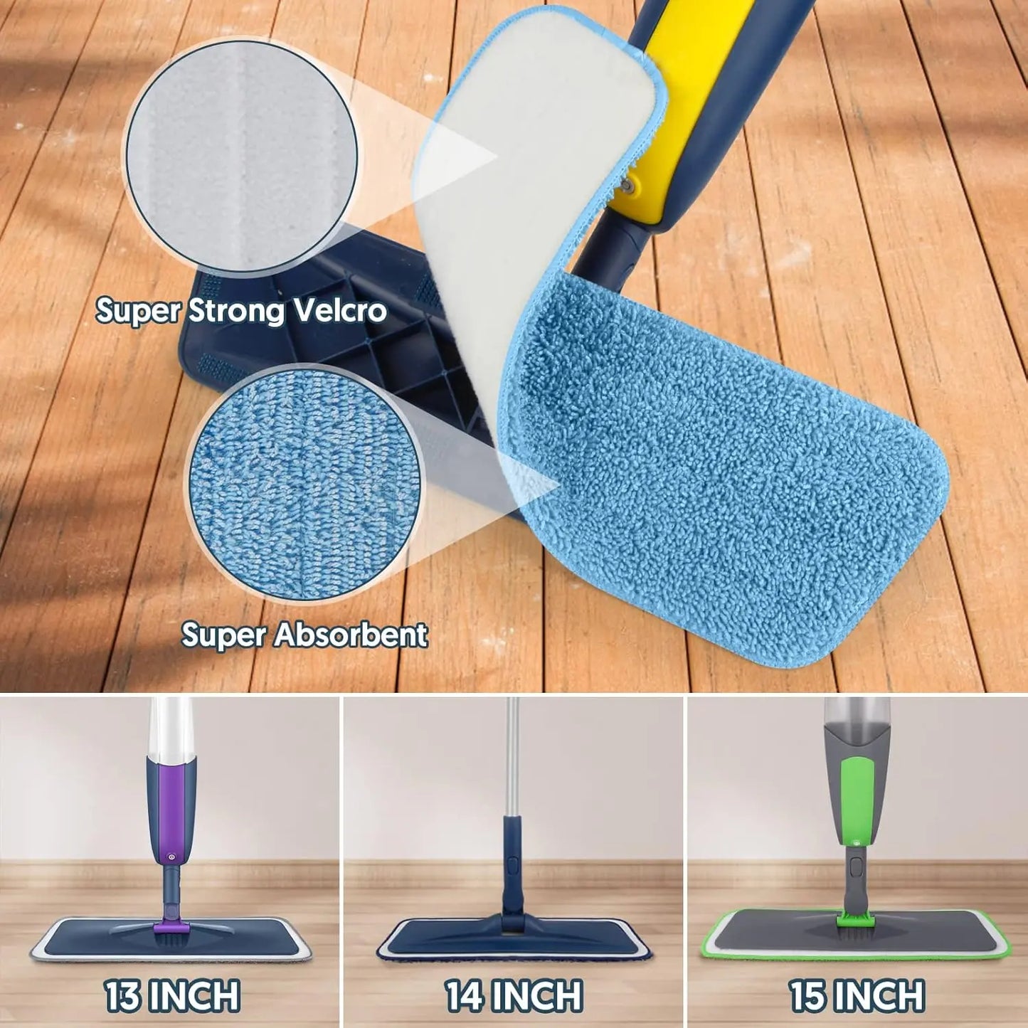 7 Count Reusable Mop Pads for Swiffer PowerMop -MEXERRIS Microfiber Wet Mops Refills PowerMop Pads Refills Machine Washable Hard Floor Mop Pads Replacement for 13''-15'' Spray Floor Mops