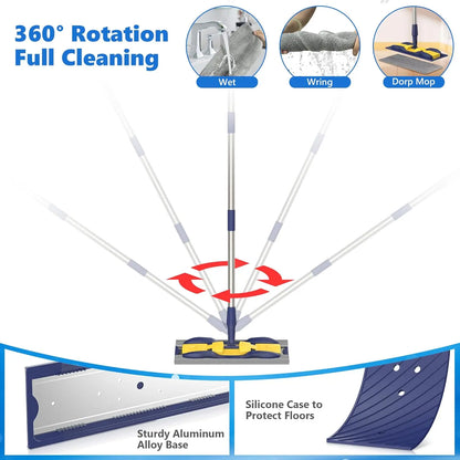 Microfiber Dust Mops for Hardwood Floor Cleaning: MEXERRIS Flat Floor Mop with 4 Washable Pads and 1 Scrubber - 59" Adjustable Stainless Steel Handle for Laminate Tile Laminate Wood Tile Vinyl