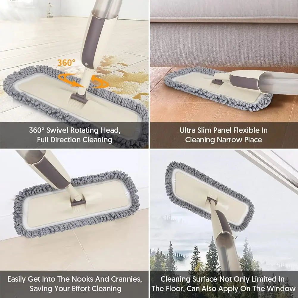 MEXERRIS Spray Wet Mops with 2 Refillable Bottles and 3X Washable Reusable Pads for Hardwood Floor Cleaning