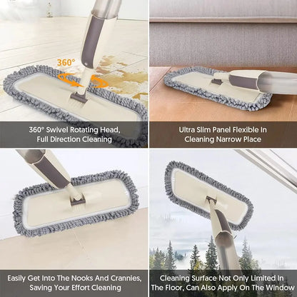 Spray Wet Mops for Hardwood Floor Cleaning - MEXERRIS Microfiber Dust Mop with Spray 3X Reusable Washable Pads Hard Wood Floor Mops Commercial Home Use for Laminate Wood Tiles Hardwood