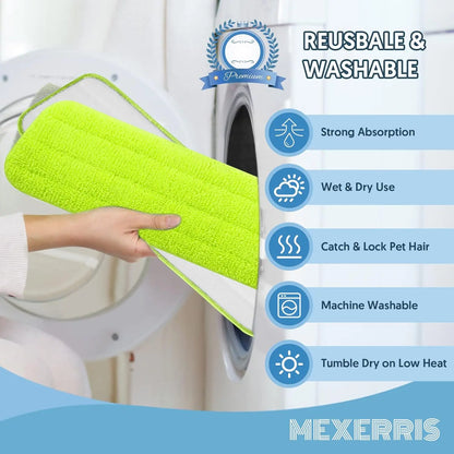 7 Count Reusable Microfiber Mop Pads for Swiffer PowerMop- MEXERRIS PowerMop Refills Hard Wood Floor Mop Pads Machine Washable, Wet Dry Dust Mop Pads Replacement for 13''-15'' Spray Wet Mops
