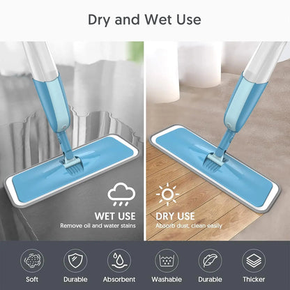 Microfiber Spray Mops with 10x Washable Reusable Pads fit for Swiffer PowerMop- MEXERRIS Wet Dry Mops Wood Floow Mop for Floor Cleaning