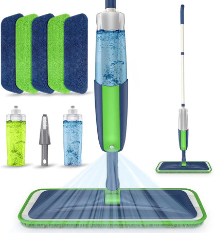 Spray Wet Mops for Hardwood Floor Cleaning: MEXERRIS Flat Mop with 5 Washable Pads for Swiffer Powermop - Floor Mop Dust Dry Mops with 2 Bottles for Laminate Vinyl Tiles Wood