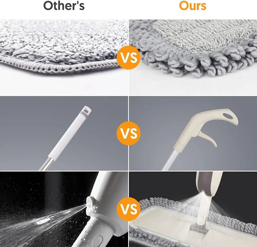 MEXERRIS Spray Wet Mops with 2 Refillable Bottles and 3X Washable Reusable Pads for Hardwood Floor Cleaning