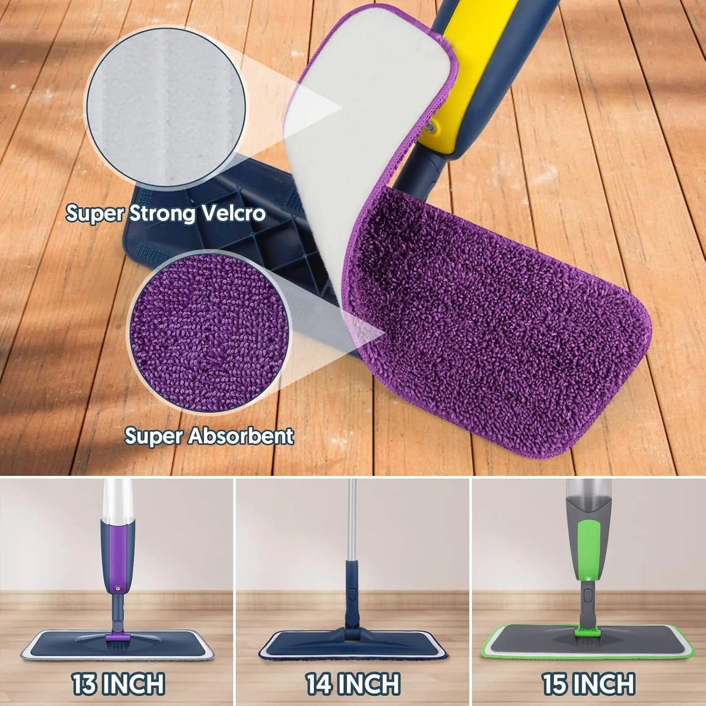 7 Count Reusable Mop Pads for Swiffer PowerMop -MEXERRIS Microfiber Wet Mops Refills PowerMop Pads Refills Machine Washable Hard Floor Mop Pads Replacement for 13''-15'' Spray Floor Mops