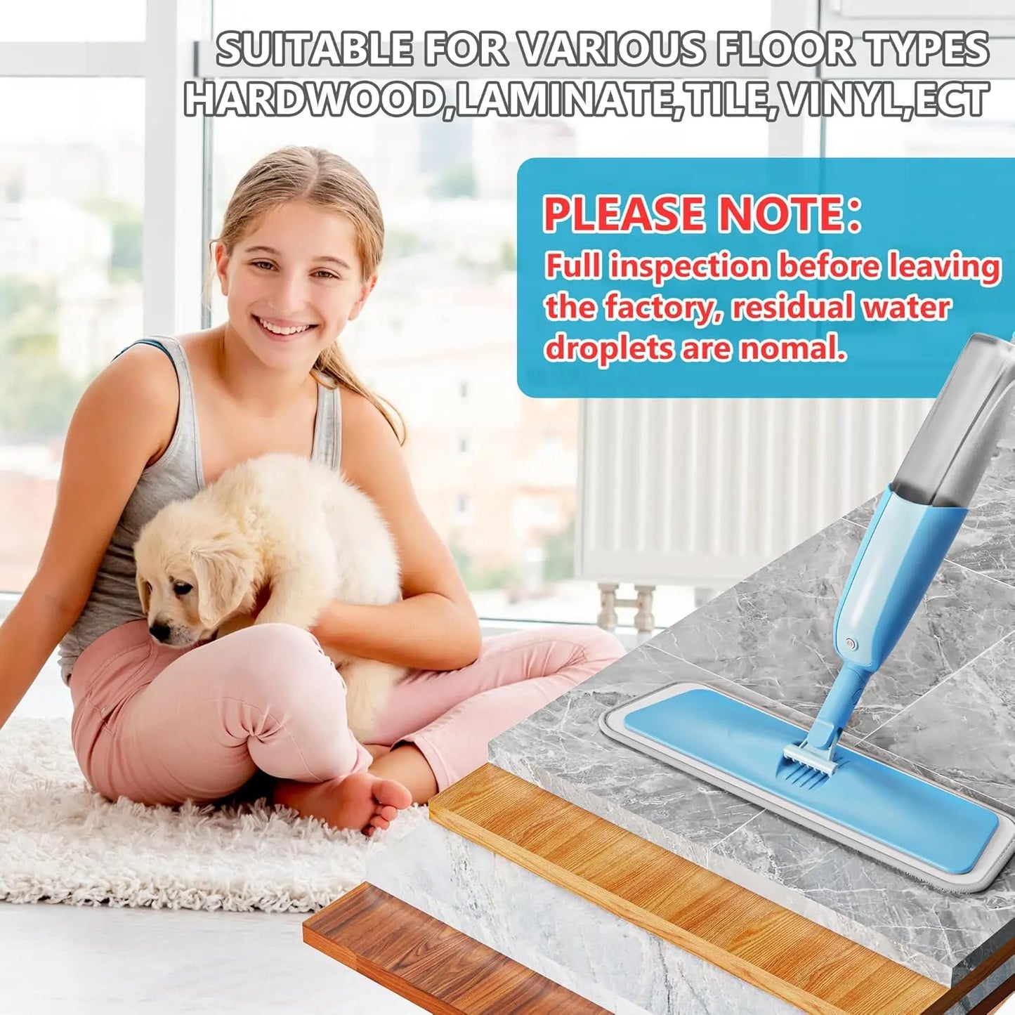 Spray Mops for Hardwood Floor Cleaning: MEXERRIS Wet Jet Mop with 3 Microfiber Washable Pads for Swiffer Powermop - Flat Floor Mop with Sprayer for Wood Laminate Ceramic Tiles Vinyl