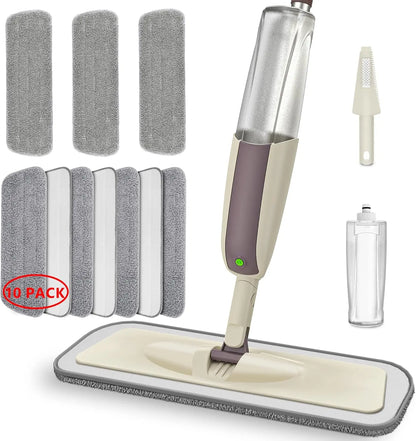 Microfiber Spray Mops with 10x Washable Reusable Pads fit for Swiffer PowerMop- MEXERRIS Wet Dry Mops Wood Floow Mop for Floor Cleaning