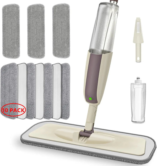 Microfiber Spray Mops with 10x Washable Reusable Pads fit for Swiffer PowerMop- MEXERRIS Wet Dry Mops Wood Floow Mop for Floor Cleaning
