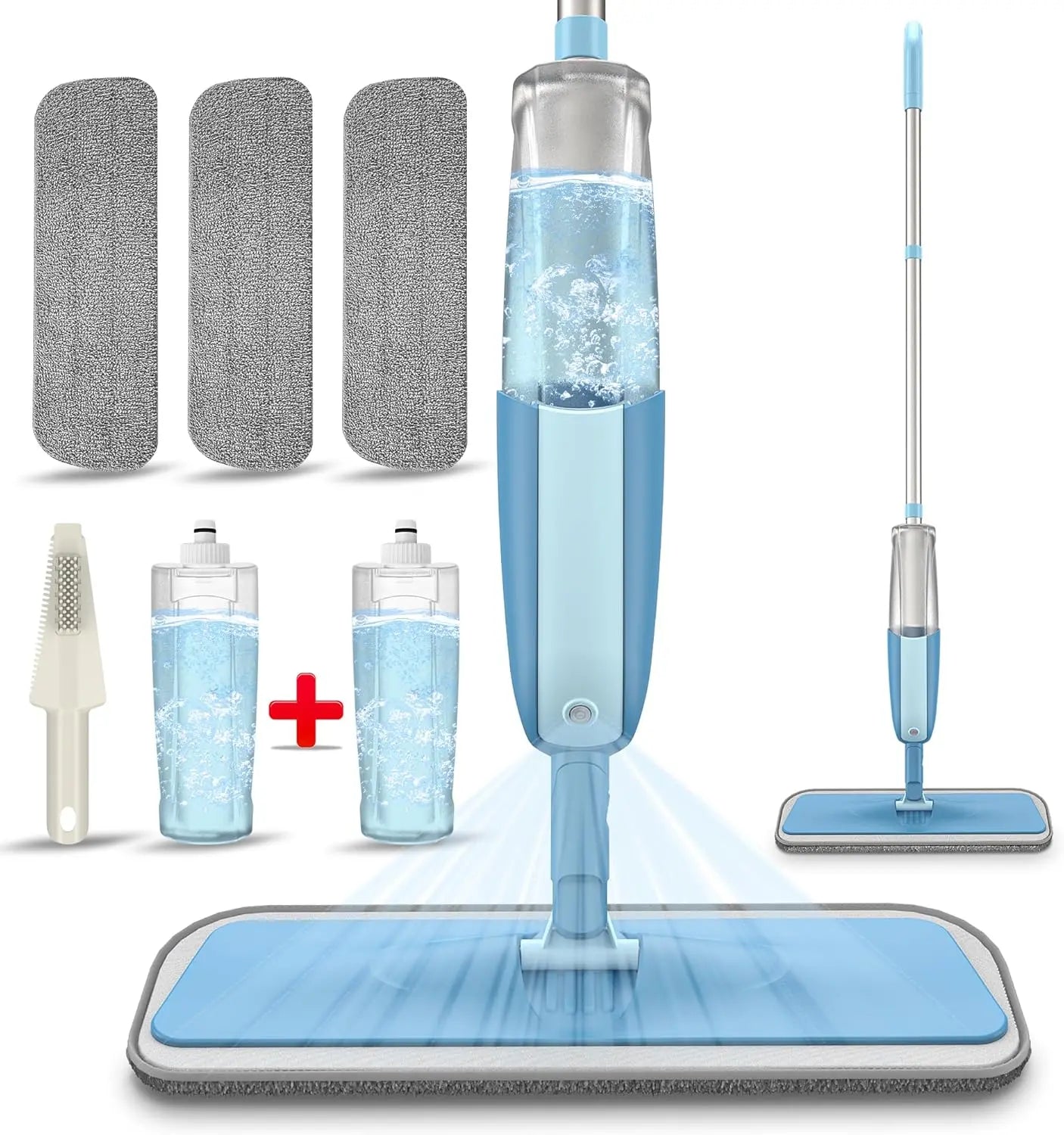 Spray Wet Mops with 2 Refillable Bottles and 3X Washable Reusable Pads fit for Swiffer PowerMop for Hardwood Floor Cleaning