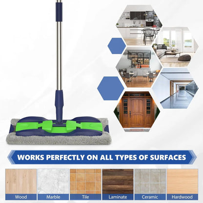 Microfiber Mops for Hardwood Floor Cleaning: MEXERRIS Flat Floor Mop with 4 Washable Pads and 1 Scrubber - 59" Adjustable Stainless Steel Handle for Laminate Tile Laminate Wood Tile Vinyl